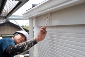 壁を塗装している様子